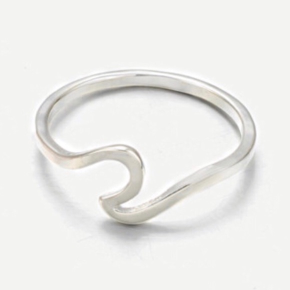 Ocean Wave Beach Faux Silver Ring - Picture 2 of 6